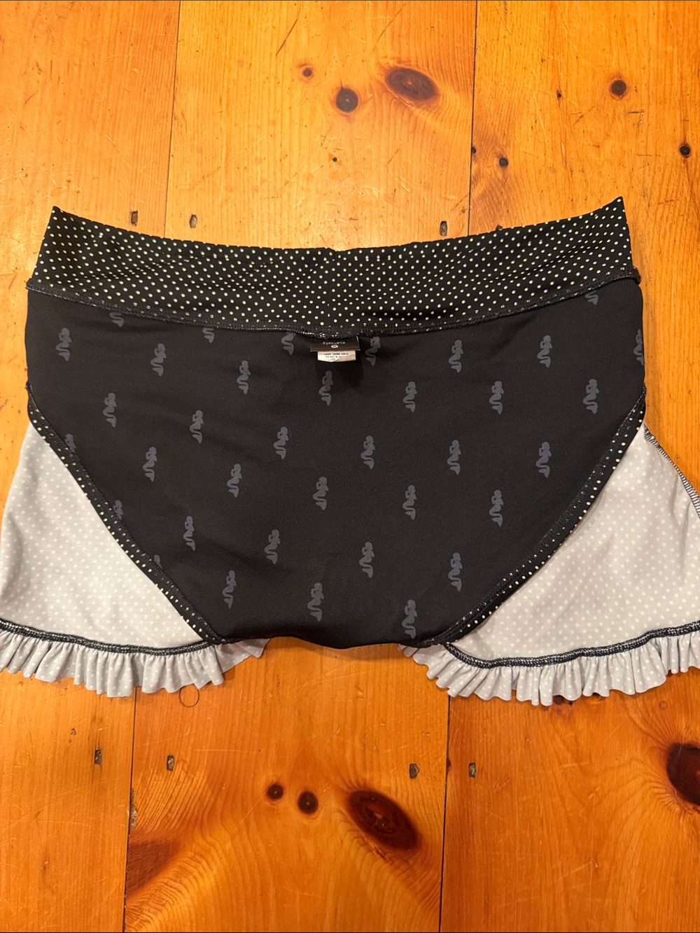 2 piece Lime Ricki tankini swimsuit cream top black polka dots ruffled skirt L - Picture 8 of 14